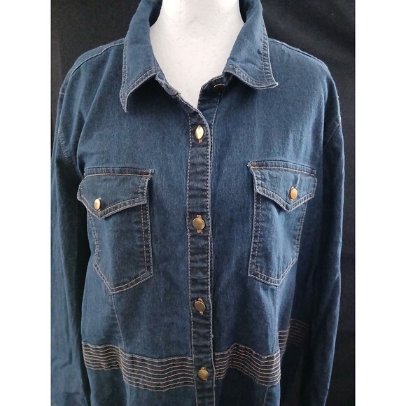 Deja Blue Premium Dresses & Skirts - Deja Blue Premium Long Sleeve Button Down Western Style Jean Dress 16